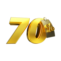 3d render number percent gold png