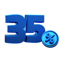 3d rendered number percent blue png