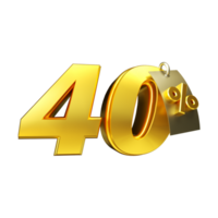 3d render number percent gold png