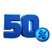 3d rendered number percent blue png