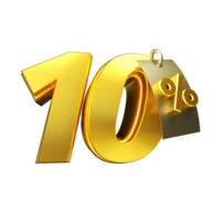 3d render number percent gold png