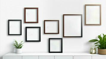 Photorealistic minimalist frames indoor decorations for background created with ai generative photo