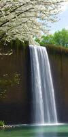 Stunning waterfall landscape spring summer nature environment. photo