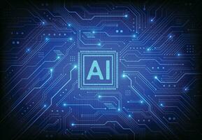 Artificial intelligence chipset on circuit board in futuristic concept technology artwork for web, banner, card, cover. Vector illustration