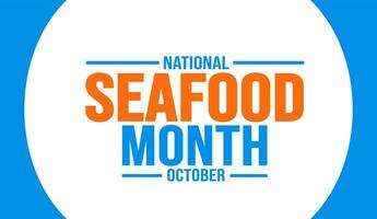 October is National Seafood Month background template. Holiday concept. background, banner, placard, card, and poster design template with text inscription and standard color. vector illustration.