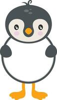 Funny cute penguin round frame vector