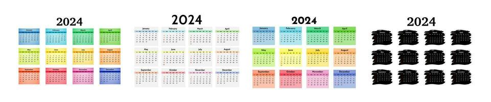 Calendar for 2024 isolated on a white background vector