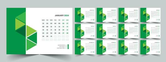 Calendar 2024 planner corporate template design set. Week starts on Monday. template for annual calendar 2024 vector