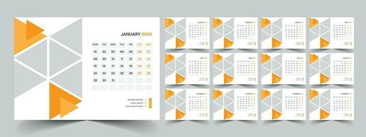 Calendar 2024 planner corporate template design set. Week starts on Monday. template for annual calendar 2024 vector