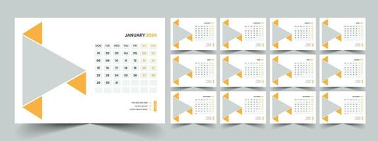 Calendar 2024 planner corporate template design set. Week starts on Monday. template for annual calendar 2024 vector