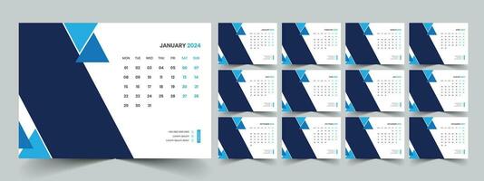 Calendar 2024 planner corporate template design set. Week starts on Monday. template for annual calendar 2024 vector