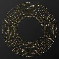 Abstract gold glowing halftone dotted background. Gold glitter pattern in circle form. Circle halftone dots. Vector illustration