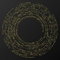 Abstract gold glowing halftone dotted background. Gold glitter pattern in circle form. Circle halftone dots. Vector illustration