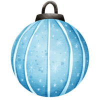 isoliert süß Streifen Blau Ball Flitter Weihnachten Ornament im Aquarell Stil und transparent Hintergrund png