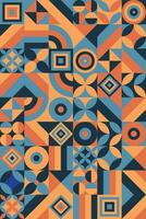 Seamless pattern with abstract geometric shapes. Bauhaus with retro color background. Modern style texture. vector