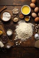 Top-down view of raw cookie dough and baking ingredients capturing the joy of baking photo