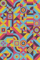 Seamless pattern with abstract geometric shapes. Bauhaus with retro color background. Modern style texture. vector