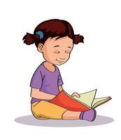 cute happy kid reading a book vector