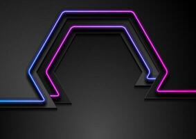 Technology abstract hexagonal background with glowing neon lines vector