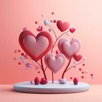 valentine pastel mini heart style 3d clay AI Generated photo