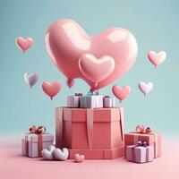 valentine pastel mini heart style 3d clay AI Generated photo