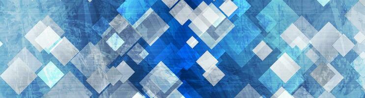 Blue white grunge squares abstract geometric background vector