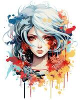 Watercolor Anime character high-quality illustration vector background photo