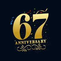 67 Anniversary luxurious Golden color 67 Years Anniversary Celebration Logo Design Template vector