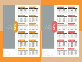 2024 calendar set. Colorful wall calendar in English vector
