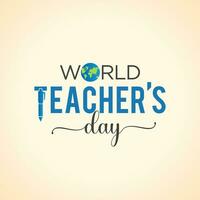 World teacher's day, october 5. Unique hand-drawn calligraphy banner design. Lettering poster with text happy teacher's day. Vector illustration.