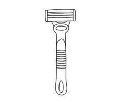 Vector hand drawn Razor outline sketch. Safety razor for shaving doodle icon isolated on white background.