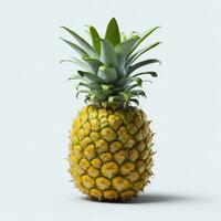 Yellow Pineapple on White Background, AI Generated photo