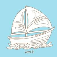 Alphabet Y For Yatch Vocabulary School Lesson Cartoon Digital Stamp Outline vector