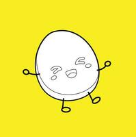 Cute Boiled Egg Food Breakfast Menu Planner Cartoon Digital Stamp Outline vector