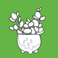 Cute Chinese Money Home Indoor Plant Cartoon Digital Stamp Outline vector