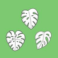 Cute Monstera Home Indoor Plant Cartoon Digital Stamp Outline vector