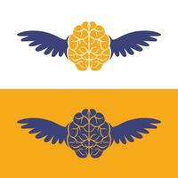 Brain with wings concept vector design.