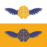 Brain with wings concept vector design.