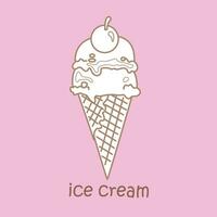 Alphabet I For Ice Cream Vocabulary School Lesson Cartoon Digital Stamp Outline vector
