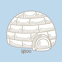 Alphabet I For Igloo Vocabulary School Lesson Cartoon Digital Stamp Outline vector