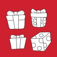 Cute Present Gift Box for Christmas Cartoon Digital Stamp Outline vector