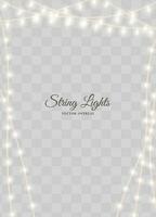 Twinkling fairy string lights overlay light background vector