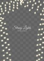 Twinkling fairy string lights overlay dark background vector