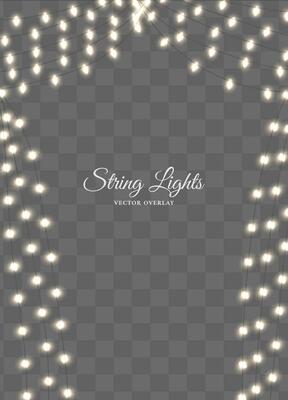 Twinkling fairy string lights overlay dark background