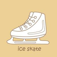 Alphabet I For Ice Skate Vocabulary School Lesson Cartoon Digital Stamp Outline vector