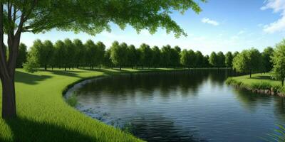 Photorealistic natural garden park nature reflection for background created with ai generative photo