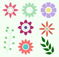 Retro Groovy Flowers And Leaves vector