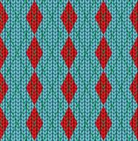 Argyle Style Red Blue Knitted Sweater Pattern vector