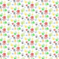Multicolored Different Hand Prints Pattern Background vector