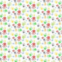 Multicolored Different Hand Prints Pattern Background vector